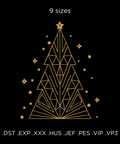 Christmas geometric Tree Machine Embroidery Design