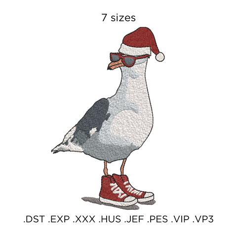 Seagull Santa Claus, machine embroidery design