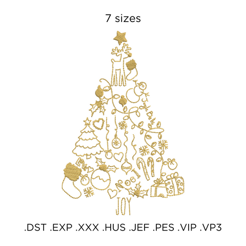 machine embroidery design Christmas Funny Tree