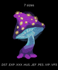 Magic Mushroom with Fireflies machine embroidery design