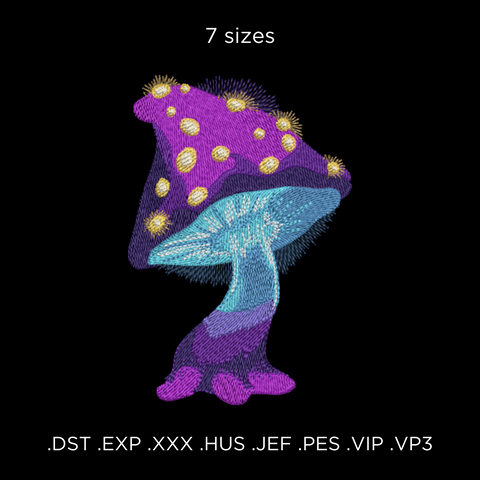 Magic Mushroom with Fireflies machine embroidery design