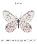 Pink transparent Butterfly, machine embroidery design