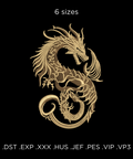 Golden Chinese Dragon, machine embroidery design