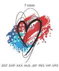 America Heart, machine embroidery design