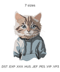 Cat in a Sweatshirt, machine embroidery design