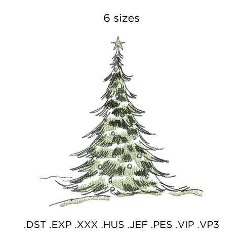 machine embroidery design Fluffy Christmas tree