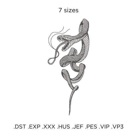 Snake, machine embroidery design