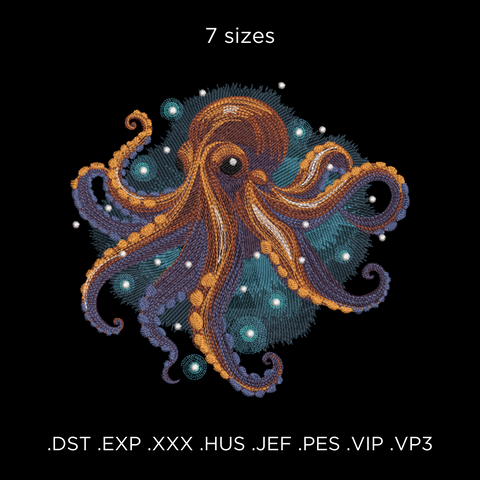 Octopus, embroidery design