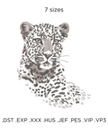 Leopard on a white background, machine embroidery design