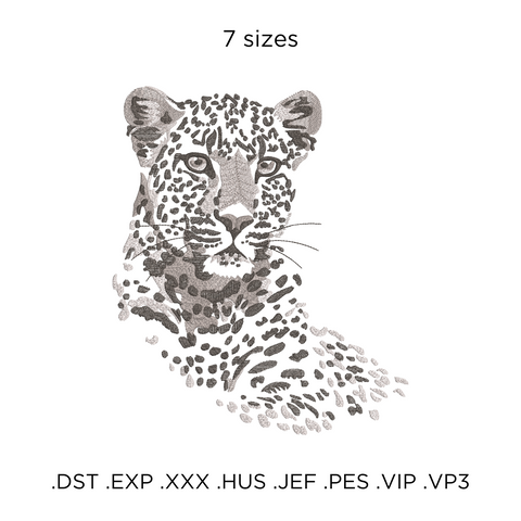 Leopard on a white background, machine embroidery design