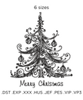 machine embroidery design Christmas tree outline