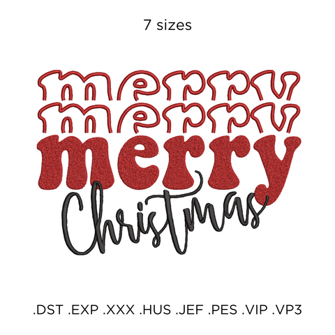 Merry Christmas machine embroidery design