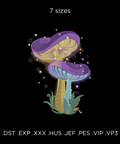 Magic Mushroom with Fireflies machine embroidery design