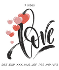 Love, machine embroidery design