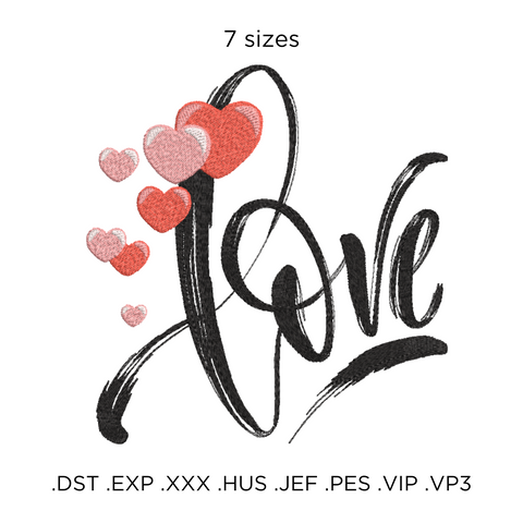 Love, machine embroidery design