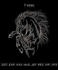 Horse on a black background, machine embroidery design