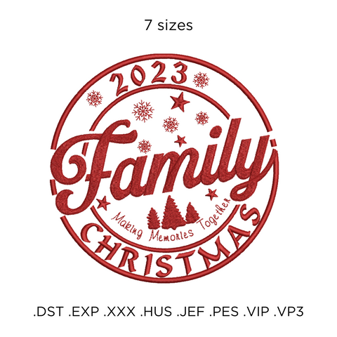 machine embroidery design Christmas family