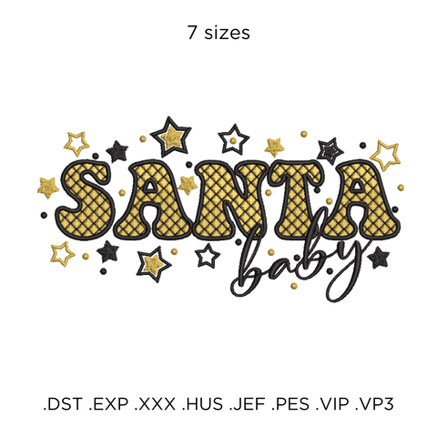 Santa Baby Christmas machine embroidery design