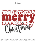 Merry Christmas machine embroidery design. 