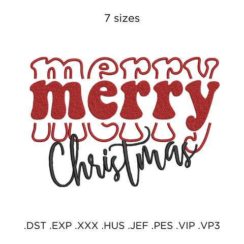 Merry Christmas machine embroidery design. 