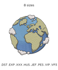 Planet Earth, machine embroidery design