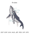 Whale Watercolor, machine embroidery design