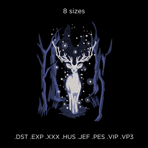 Deer in the Dark, machine embroidery design