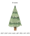 machine embroidery design Christmas tree watercolor