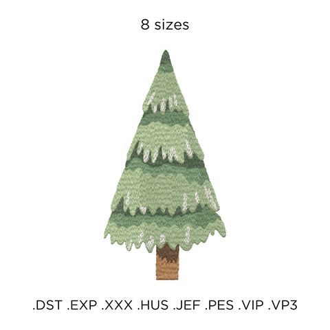 machine embroidery design Christmas tree watercolor