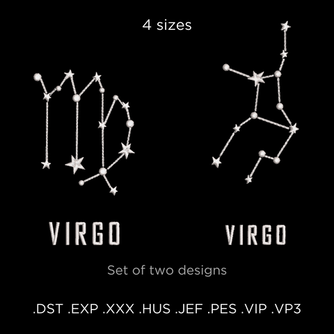 Constellation Virgo, machine embroidery design