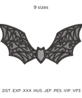 Bat is lace, machine embroidery design