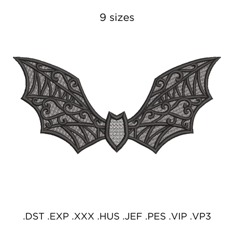 Bat is lace, machine embroidery design