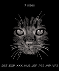 Cat on a black background, machine embroidery design