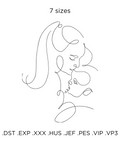 Mom &amp; baby outline stitch, machine embroidery design