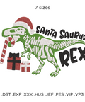 Santa Saurus Christmas, machine embroidery design