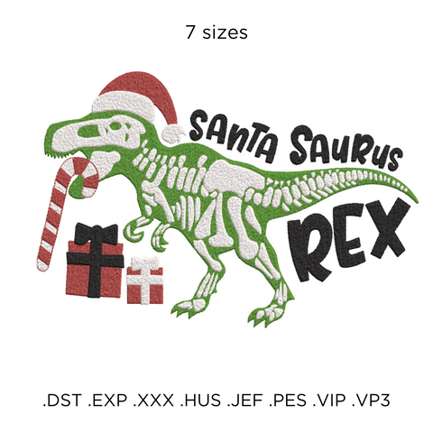 Santa Saurus Christmas, machine embroidery design