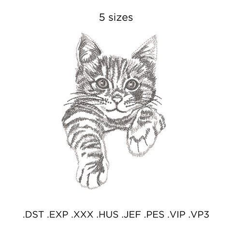 Cat on a white background, machine embroidery design