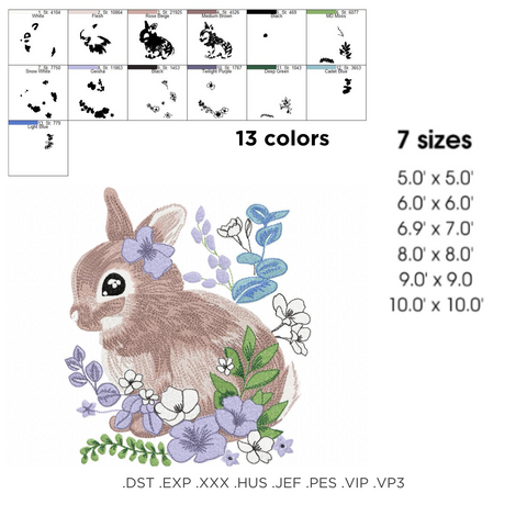 Easter Cute Bunny, machine embroidery design