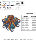 Octopus, embroidery design