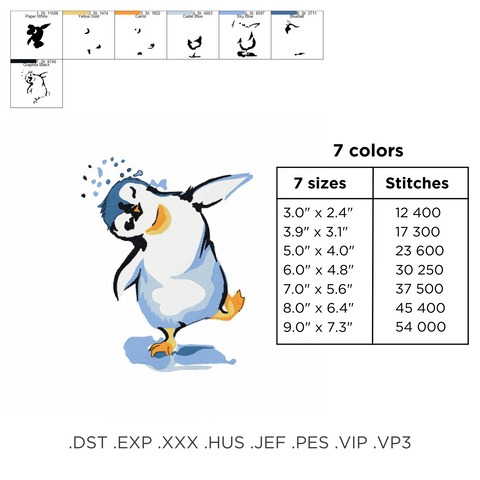 Cute Penguin baby, machine embroidery design