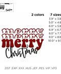 Merry Christmas machine embroidery design