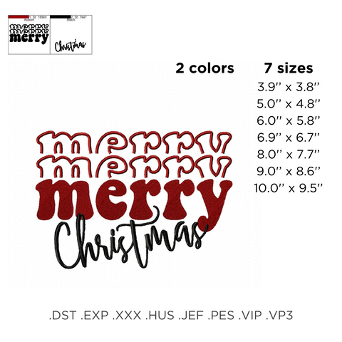 Merry Christmas machine embroidery design