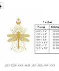 Golden Dragonfly, machine embroidery design