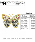 Floristic butterfly, machine embroidery design