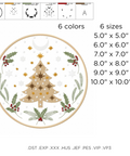 machine embroidery design, Christmas tree and Moon