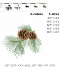 machine embroidery design Christmas cones on a branch