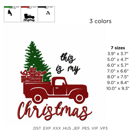 machine embroidery design Christmas tree in the car This is my Christmas