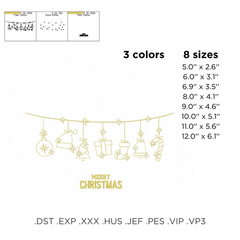 Christmas Gold Decorations machine embroidery design