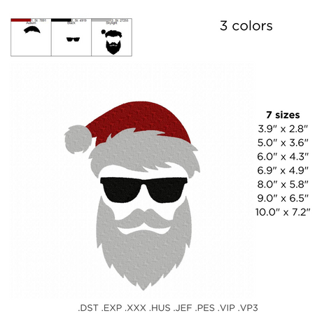 machine embroidery design Santa in Glasses