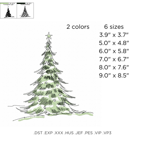 machine embroidery design Fluffy Christmas tree